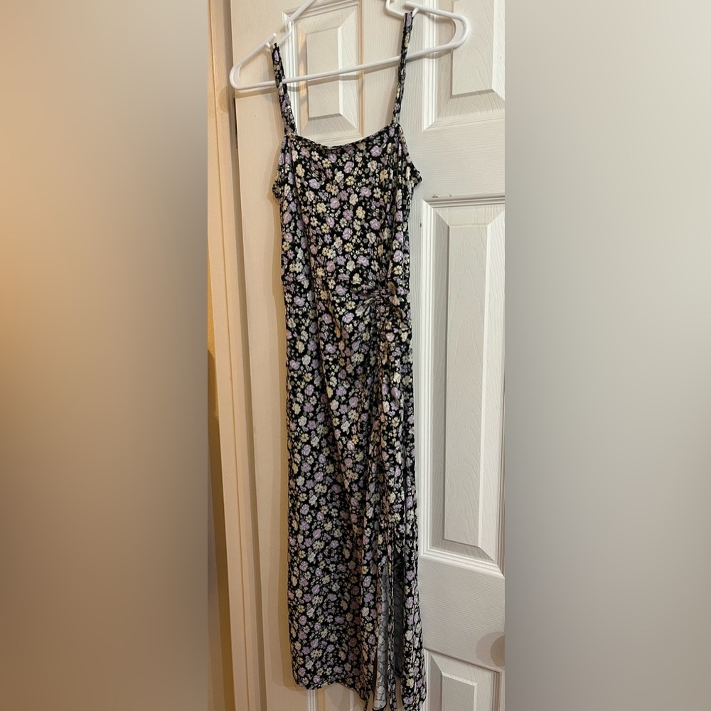 Hollister White and Purple on Black Floral dress